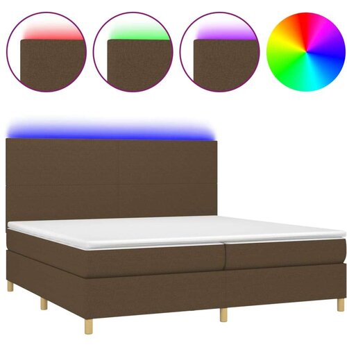  Krevet box spring s madracem LED tamnosmeđi 200x200 cm tkanina Slike