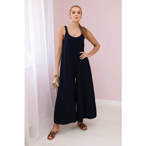 Kesi Jumpsuit with wide straps in navy blue Slike