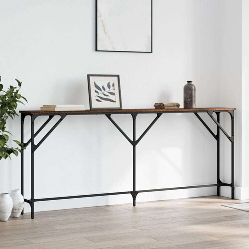  Konzolni stol boja smeđeg hrasta 180x23x75 cm konstruirano drvo Slike