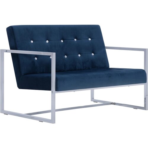Maison Chic kavč - Sofa - Kanape dvosed z naslonjali za roke moder krom in žamet, (21727837) Cene