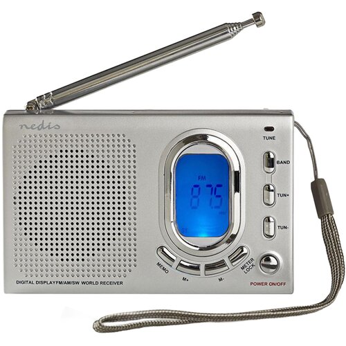 Nedis Prenosni univerzalni radio AM / FM / SW z budilko in izhodom za slu&scaron;alke, Siva, (5000309801) Cene