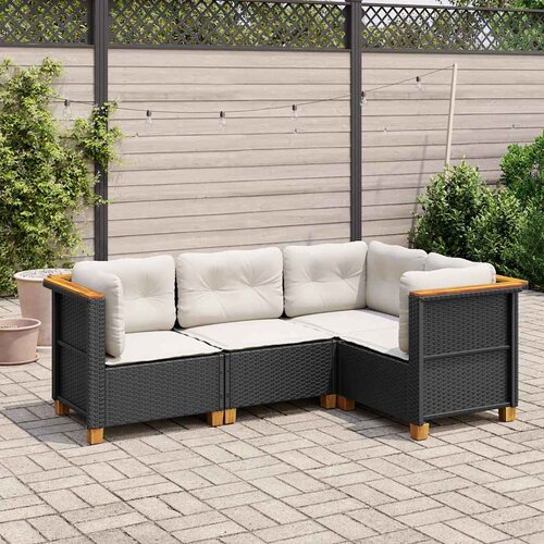  4-dijelni set vrtnih sofa od poliratana s jastucima crni Cijene