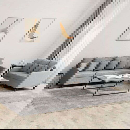  2-dijelni set sofa s jastucima svjetlosivi od tkanine Slike