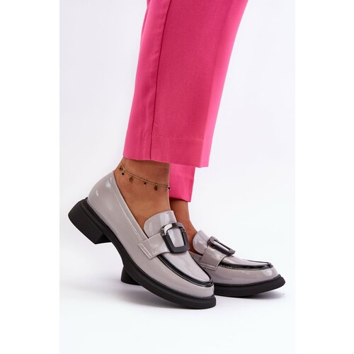 Kesi Women's patent leather loafers Grey Fidodia Slike