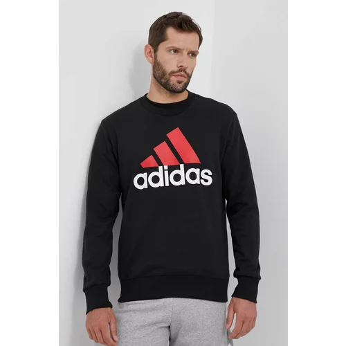 Adidas Bombažen pulover moška, črna barva