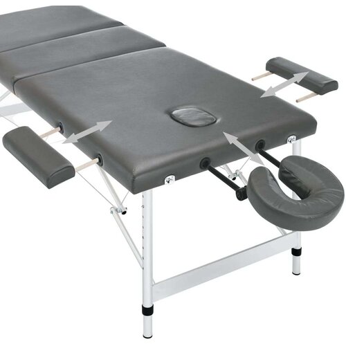 VidaXL Masažna miza s 3 conami aluminijast okvir antracit 186x68 cm Slike