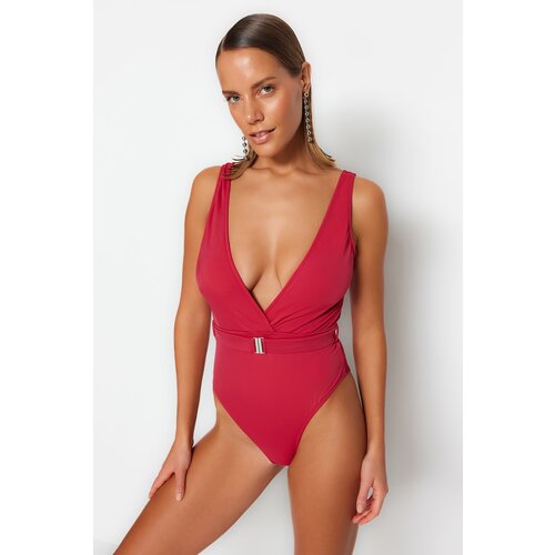 Trendyol Swimsuit - Burgundy - Plain Cene