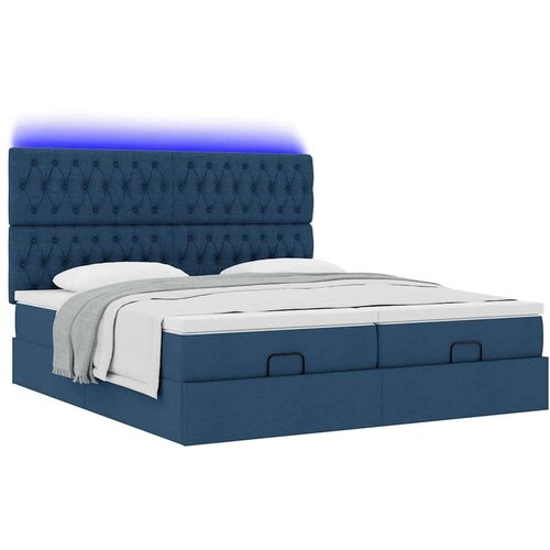  Otomanski okvir kreveta s madracima plavi 200x200cm tkanine Slike