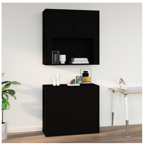  Zidni ormarić crni 80 x 33 x 80 cm od konstruiranog drva Cijene