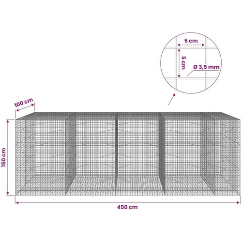  Gabion s žicom debljine 3 5 mm i mrežom 5x5 cm 450x100x150 cm - 100 cm 150 cm 450 cm Slike