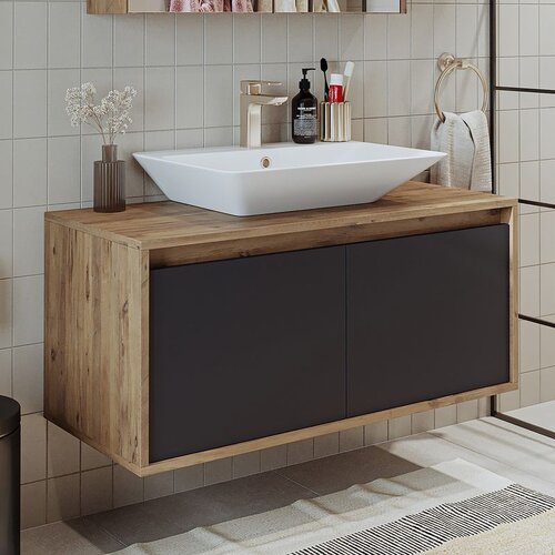 Hanah home kupatilski ormarić sa lavaboom 1703, 100 cm, atlantski bor / antracit Cene