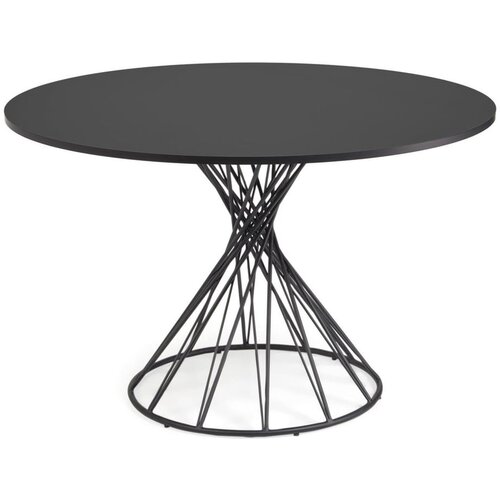 Kave Home Crni okrugao blagovaonski stol s crnom pločom stola &amp;oslash; 120 cm Niut &amp;ndash; Slike