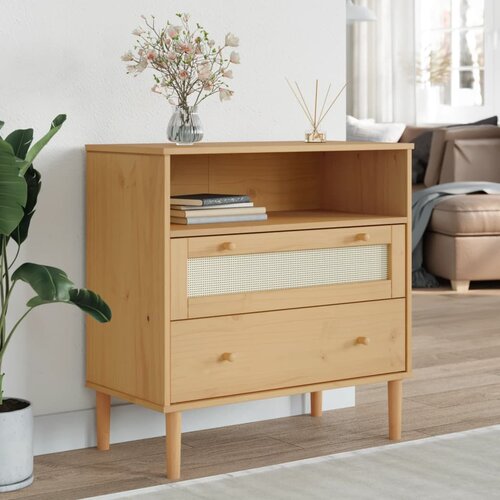 vidaXL Komoda SENJA smeđa izgled ratana 80x40x80cm masivna borovina Cijene