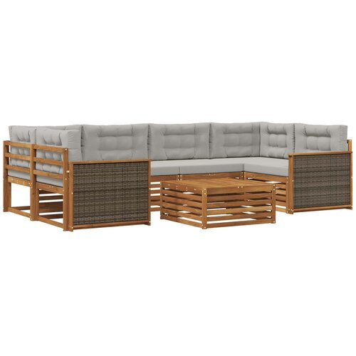 vidaXL Zunanja garnitura za sedenje 7 pcs Naravna in svetlo siva, (5000282332) Cene