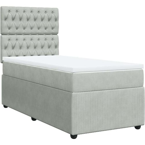 VidaXL box spring krevet s madracem svjetlosivi 100x200 cm bar&amp;scaron;unasti Slike