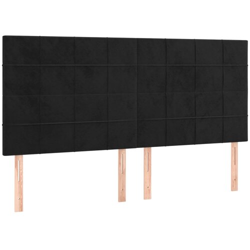 Maison Chic Posteljno vzglavje - Vzglavna omarica 4 kosa črn 100x5x78/88 cm žamet, (22077127) Slike