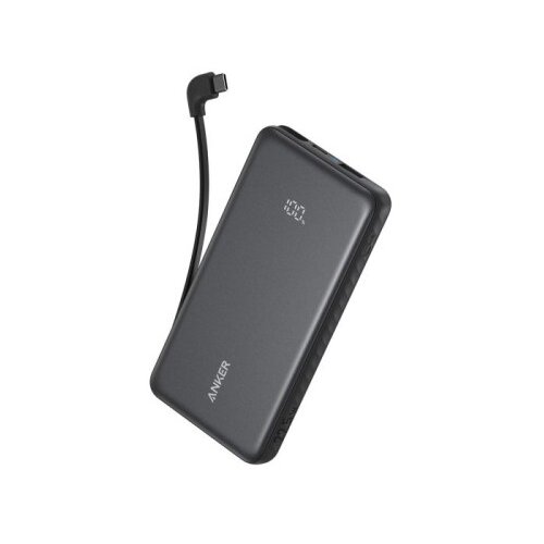 Anker Zolo Powerbank 10000 mAh, 22,5W z vgrajenim USB-C kablom, črn Slike