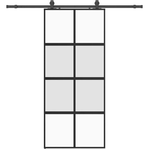 vidaXL drsna vrata z opremo črna 90x205 cm kaljeno steklo, (21749606) Cene