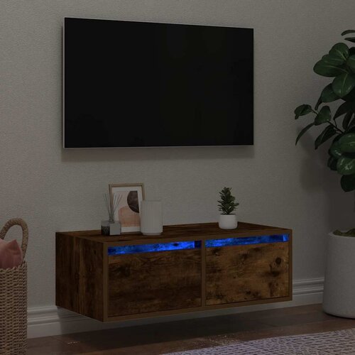 vidaXL TV omarica z LED lučkami dimljeni hrast 75x35,5x25 cm Cene