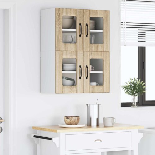  Zidni stakleni ormarić Lucca 2 pcs Hrast sonoma 60 x 31 x 40 cm Slike