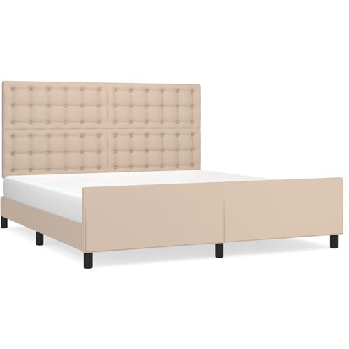 Maison Chic Posteljni Okvir - Dvoposteljna postelja z vzglavjem kapučino 160x200 cm umetno usnje, (22080477) Cene