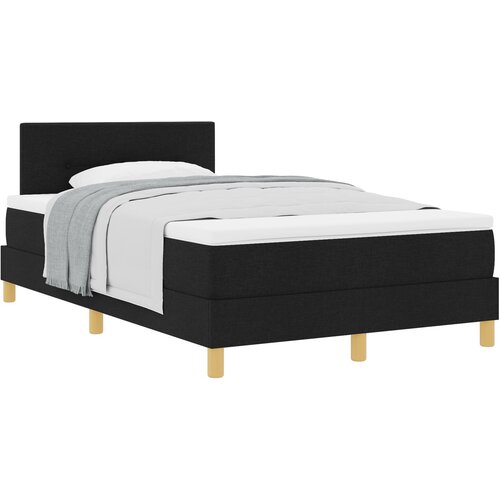 VidaXL Box Spring Krevet s Madracem Crni 120x190 cm Tkanina Slike