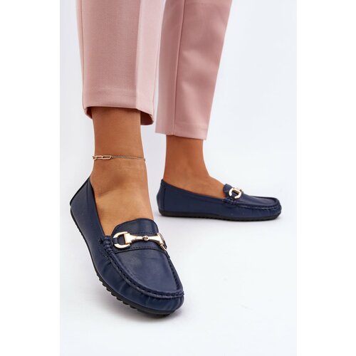 Kesi Women's classic loafers made of eco leather navy blue Demese Slike