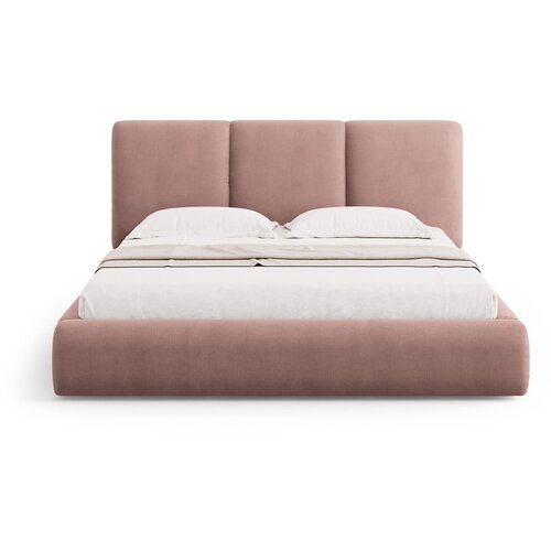 Mazzini Beds Svetlo rožnata oblazinjena zakonska postelja s prostorom za shranjevanje z letvenim dnom 140x200 cm Brody &amp;ndash; Slike