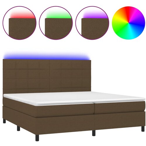vidaXL Krevet box spring s madracem LED tamnosmeđi 200x200 cm tkanina Cijene