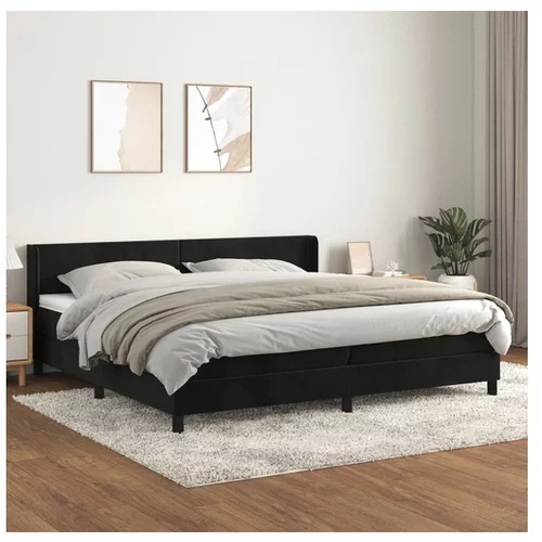  Box spring postelja z vzmetnico črna 200x200 cm žamet