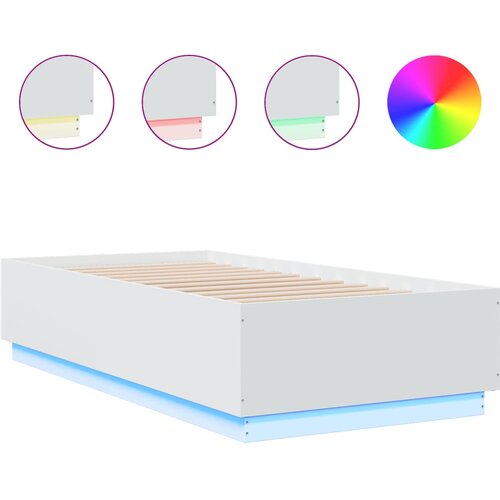 VidaXL Posteljni okvir z LED lučkami bel 75x190 cm inženirski les, (21095153) Slike
