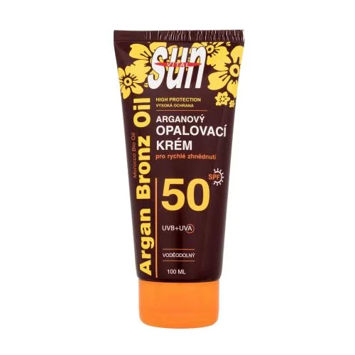 Vivaco Sun Argan Bronz Oil Tanning Cream SPF50 vodootporna krema za zaštitu od sunca 100 ml