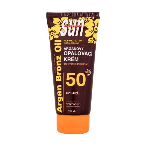 Vivaco Sun Argan Bronz Oil Tanning Cream vodoodporna zaščita pred soncem za telo 100 ml