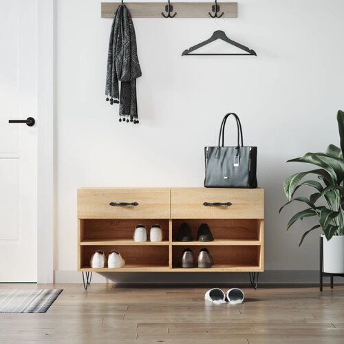 vidaXL Klupa za cipele boja hrasta 102 x 35 x 55 cm konstruirano drvo Cijene