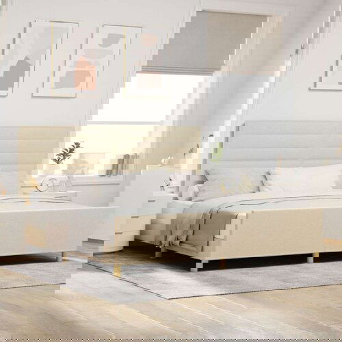  Krem Tkaninski Posteljni Okvir 200x200 cm, (22049709) Slike