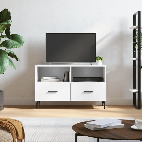 The Living Store TV omarica bela 80x36x50 cm inženirski les - TV Omarica, (21434402) Slike