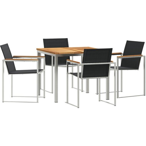 VidaXL 5-dijelni vrtni blagovaonski set od čvrstog drva tikovine, vanjski blagovaonski stol 90x90x74.5 cm od čvrstog drva tikovine Slike