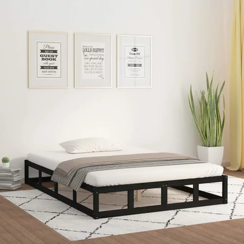 vidaXL Okvir za krevet crni 135 x 190 cm 4FT6 bračni od masivnog drva