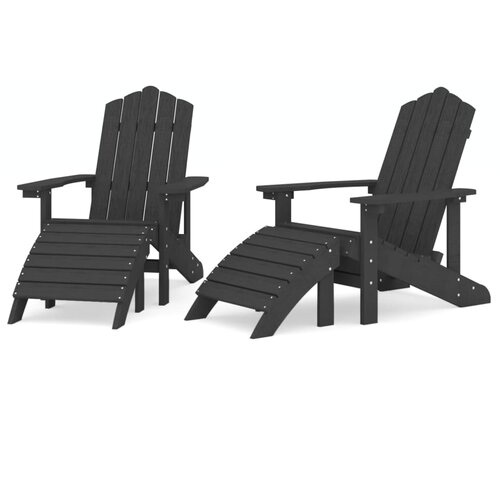  Vrtne stolice Adirondack s osloncem za noge 2 kom HDPE antracit Slike