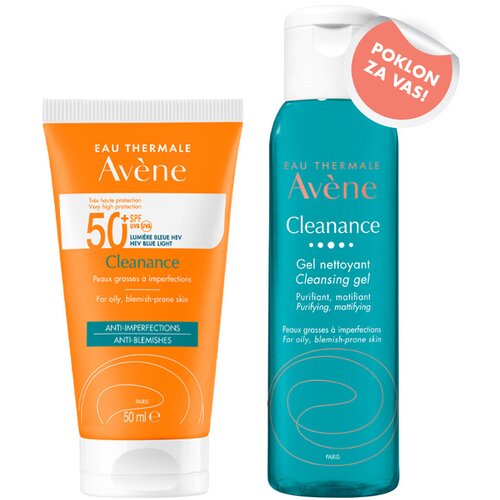 Avene sun Cleanance Emulzija SPF 50, 50 ml + Cleanance Gel, 100 ml GRATIS Cene