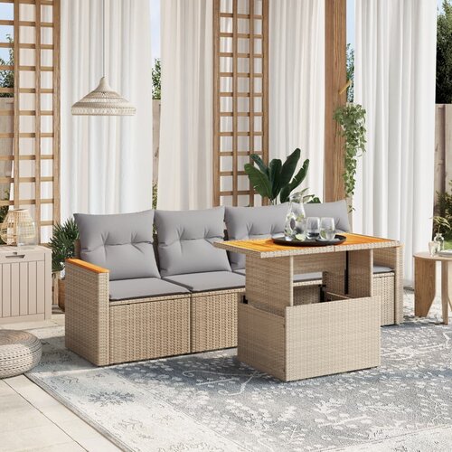 vidaXL 5-dijelni vrtni set sofa s jastucima bež od poliratana Cijene