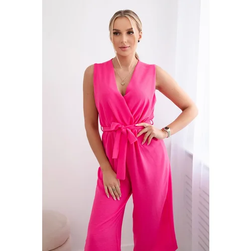 Kesi Włoski Włoski Jumpsuit tied at the waist with straps pink