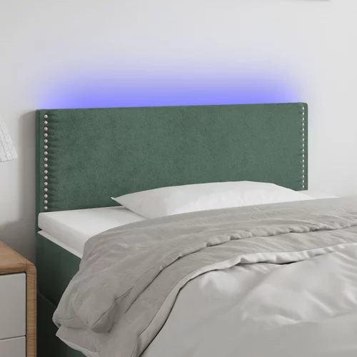 vidaXL LED posteljno vzglavje temno zeleno 100x5x78/88 cm žamet