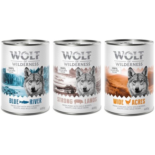 Wolf of Wilderness - mje&scaron;ovito pakiranje - NOVO: 6 x 400 g; piletina, svinjetina, riba Cijene