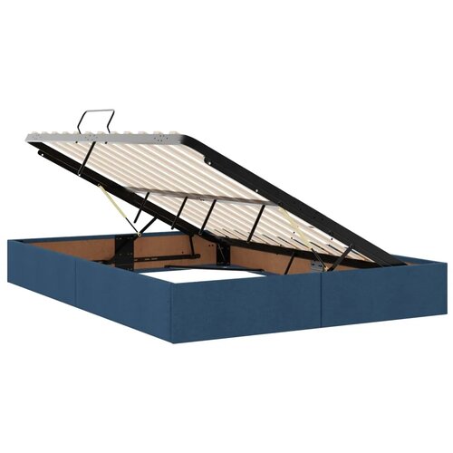 LED krevet za pohranu s madracem Plava 140 x 190 cm Tkanina - Plava 140 x 190 cm Pro&amp;scaron;iveno gumbima Slike