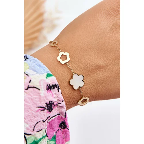 Kesi Lady's bracelet with flowers gold-white