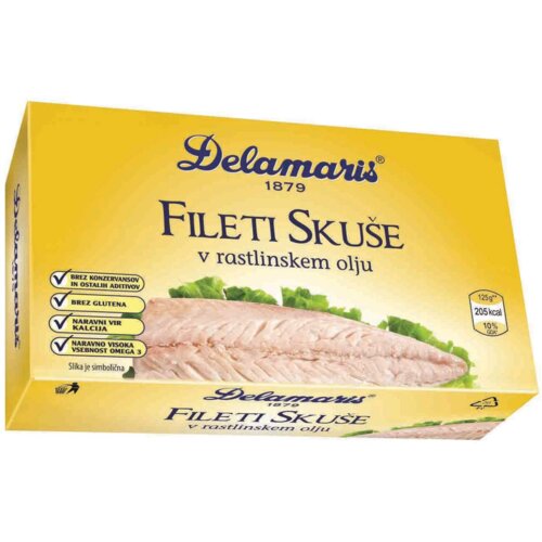 Nepoznato DELAMARIS fileti skuše u ulju 125g Cene
