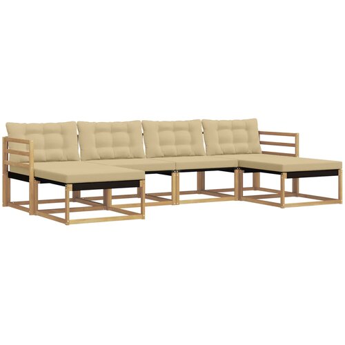  Set vanjskih sofa 6 kom. Bijela i bež Smeđa 325 x 162,5 x 73 cm Slike