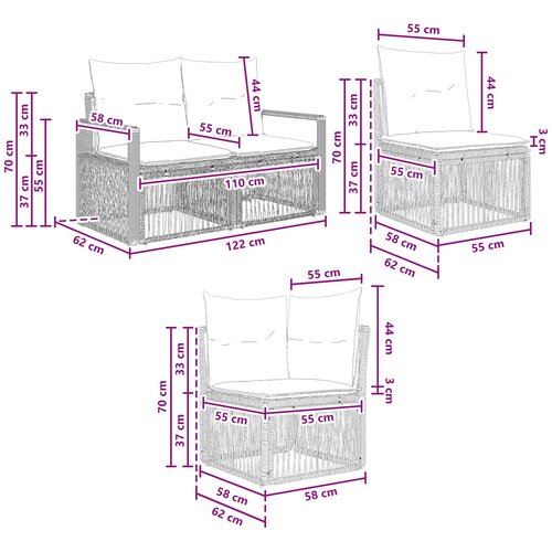  Sjedeća garnitura za vrt 11 kom. Siva poliratan 61 x 62 x 70 cm Slike