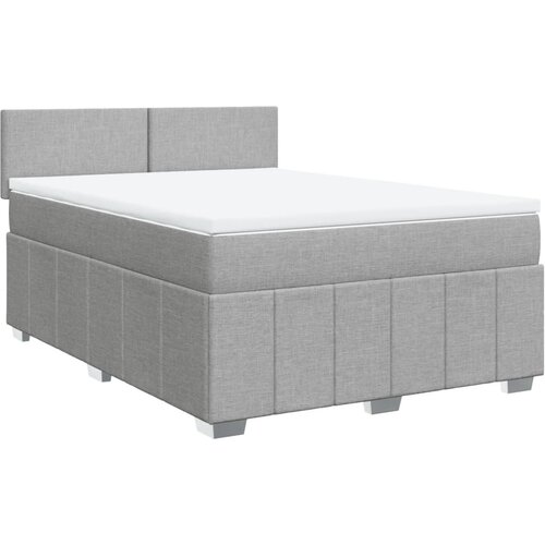 vidaXL Box spring postelja z vzmetnico svetlo siva 140x200 cm blago, (21309282) Cene